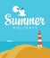 Travel summer banner with sea and lighthouse