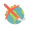 Travel summer plane around the globe illustration icon