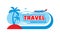 Travel summer vacation - concept advertising banner. Horizontal poster template. Vector illustration. Creative background layout.