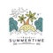 Travel summertime logo design, summer vacation emblem, design element for travel agency, tropical resort vector