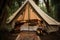 travel tent light canvas luxury nature camping forest glamping vacation. Generative AI.