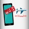 travel ticket smartphone airplane design