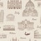 Travel tiled background. Italy famous landmark seamless pattern.