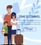 Travel Time Banner with Happy Family and Ad Text