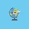 Travel time illustration. Flat globe With domestic airplane. Travel around the world