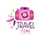 Travel time logo design, summer vacation, weekend tour, tourist agency creative label vector Illustration