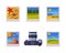 Travel Time and Tourism Symbol with Camera and Photo Card Vector Set