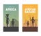 Travel to Africa, Welcome to African Safary Banner Templates Set with Silhouettes of Native Tribal People in Traditional