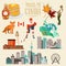 Travel to Canada. Light design. Set. Canadian vector illustration. Retro style. Travel postcard.
