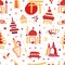 Travel to Different Country Hand Drawn Vector Seamless Pattern
