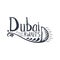 Travel to Dubai lettering. Calligraphy graphic design element.