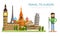 Travel to Europ banner with famous attractions