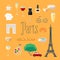 Travel to France, Paris vector icons set