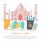 Travel to India Poster Items Vector Illustration