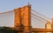 Travel to New York. The skyline of Manhattan photographed during a summer sunrise, view to Brooklyn Bridge.