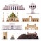 Travel to Oman, Muscat City Historical Building Collection, Famous Landmarks Flat Vector Illustration