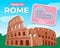 Travel to Rome. The Ancient Colosseum. Traveling and tourism. Welcome to Italy. Flat image