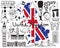Travel to United kingdom England and Scotland doodle icon