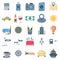 Travel and Tour Color Vector Isolated Icons Consists with Camera, car, drink, sun, building, tea, taxi, vessel, balloon, dollar,