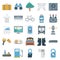 Travel and Tour Color Vector Isolated Icons Consists with travel bag, tree, multimedia, towel, pe trol pump