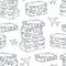 Travel and tourism seamless pattern with suitcases and planes