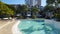 Travel and Tourism - Tropical Gardens around lovely swimming pool in Coolangatta Qld Australia