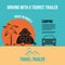 Travel with a tourist trailer. Car with a trailer