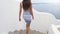 Travel Tourist Woman Walking In Oia Santorini