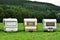 Travel trailers on a field