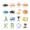 Travel, transportation, tourism and holiday icons