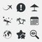 Travel trip icon. Airplane, world globe symbols.