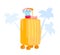 Travel on Tropical Country Resort. Tiny Male Character Tanning at Huge Luggage on White Background with Palm Trees