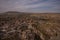 Travel Turkey - above view of Uchisar town and roads in valley in Nevsehir Province in Cappadocia in spring