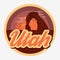 Travel Utah destination retro round icon