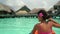 Travel vacation activity Kayaking woman on kayak adventure in tropical Bora Bora