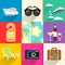 Travel and vacation icons set