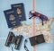 Travel vacation objects on a background