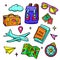Travel and vacation - vector isolated stickers set