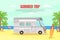 Travel Van Informative Banner for Renting Vector Template