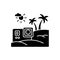 Travel video black glyph icon