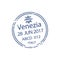 Travel visa stamp isolated arrival to Venice port