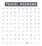 Travel weekend vector line icons set. Vacation, Trip, Weekender, Getaway, Holiday, Tour, Cruise illustration outline