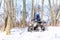 Travel in the winter on the ATV. Beautiful winter nature