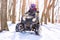 Travel in the winter on the ATV. Beautiful winter nature