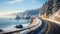 travel winter road ocean landscape