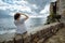 Travel Woman Tourist Enjoys the View of sea, Montenegro