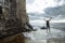 Travel Woman Tourist Enjoys the View of sea, Montenegro