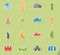 travel and wonders icon set