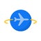 Travel world globe icon earth plane vector icon. Airplane around globe icon
