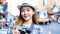 Traveler Asian blogger women travel in Bangkok, Thailand, beautiful female using mobile phone make vlog and live in social media .